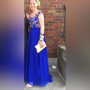 Sheri hill royal blue with tan/sheer underlining.